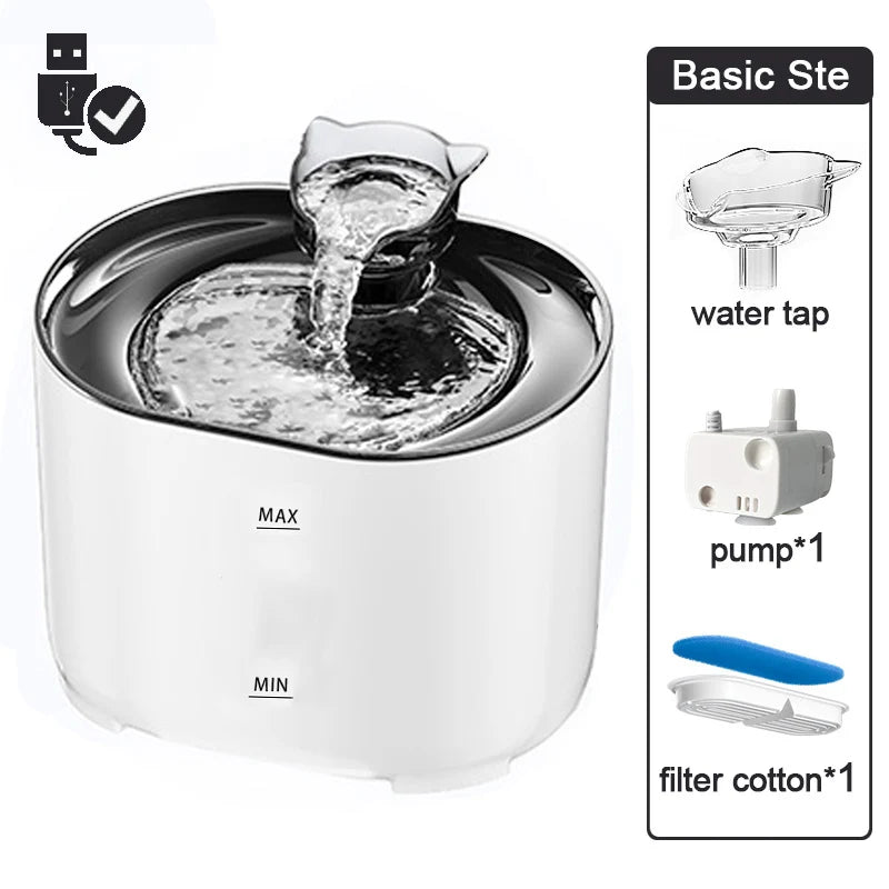 Fontaine à eau automatique PetZen pour chat, avec filtres et pompe à eau électrique USB ultra silencieuse