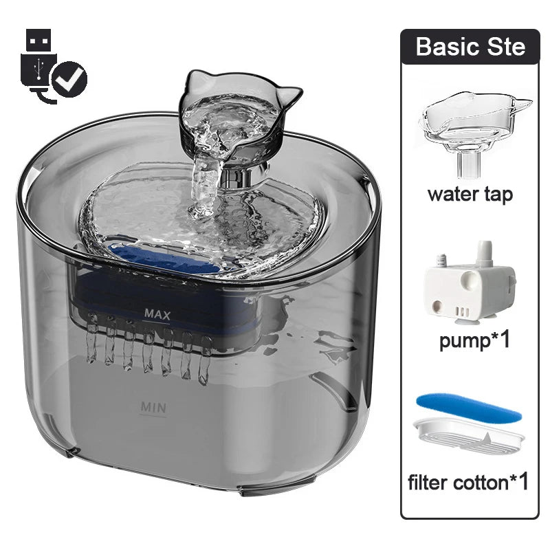Fontaine à eau automatique PetZen pour chat, avec filtres et pompe à eau électrique USB ultra silencieuse