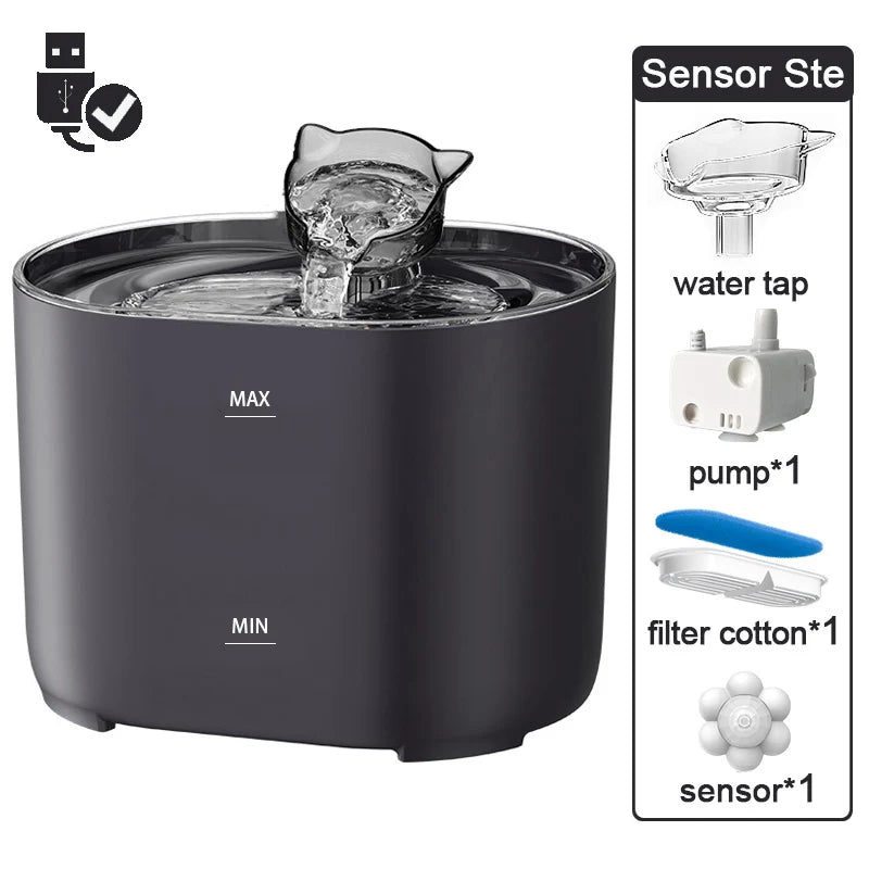Fontaine à eau automatique PetZen pour chat, avec filtres et pompe à eau électrique USB ultra silencieuse