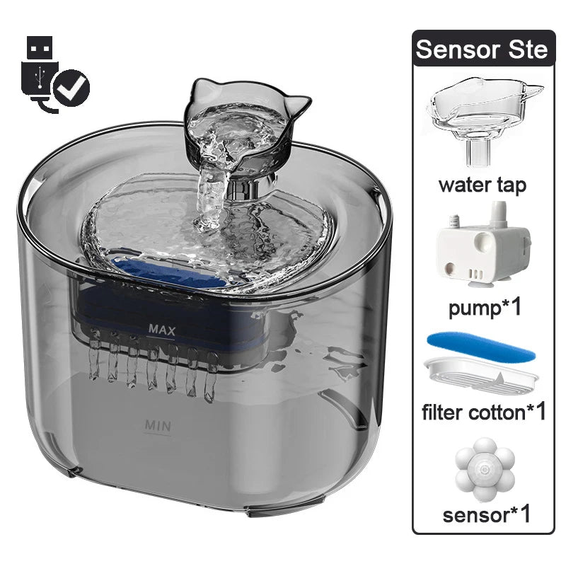 Fontaine à eau automatique PetZen pour chat, avec filtres et pompe à eau électrique USB ultra silencieuse