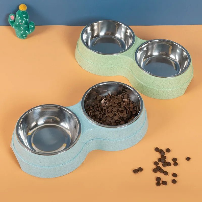 Ensemble repas 2 en 1 pour chien et chat : gamelles doubles en acier inoxydable - PetZen