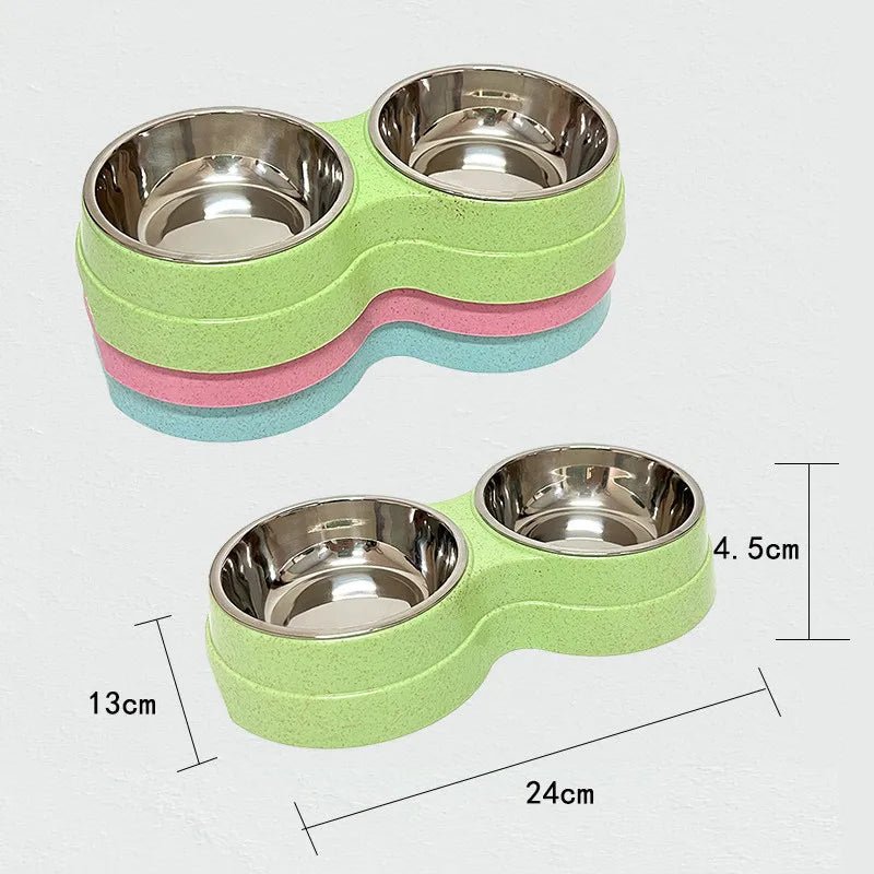 Ensemble repas 2 en 1 pour chien et chat : gamelles doubles en acier inoxydable - PetZen